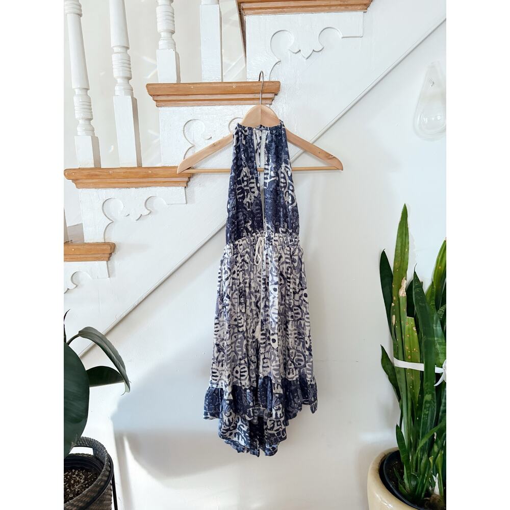 Free People Beach Day Halter Dress Blue Indigo sz S